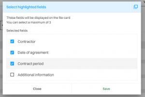 File archive highlighted fields